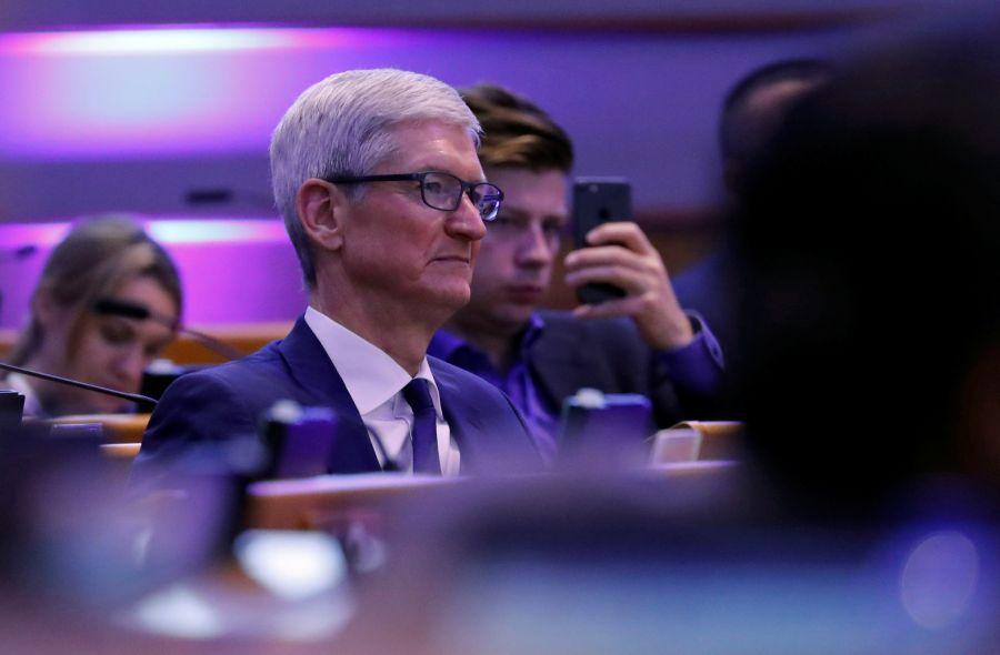 Apple CEO Tim Cook attends the European Union’s privacy conference at the EU Parliament in Brussels