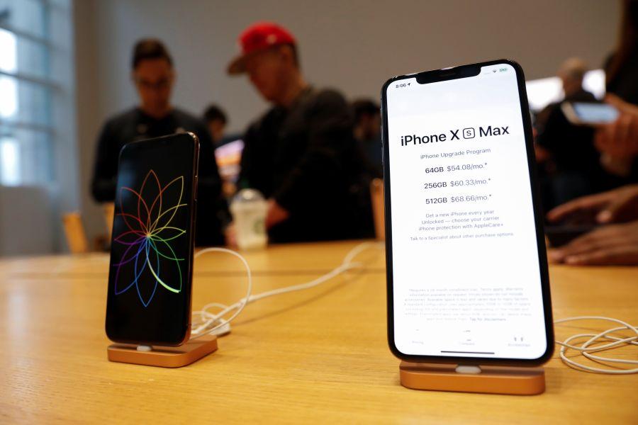 The new Apple iPhone Xs Max and iPhone X are seen on display at the Apple Store in Manhattan, New York