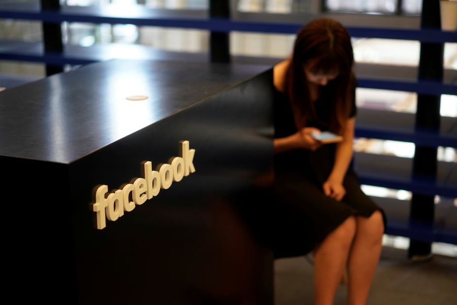 A Facebook sign is seen during the China Digital Entertainment Expo and Conference (ChinaJoy) in Shanghai