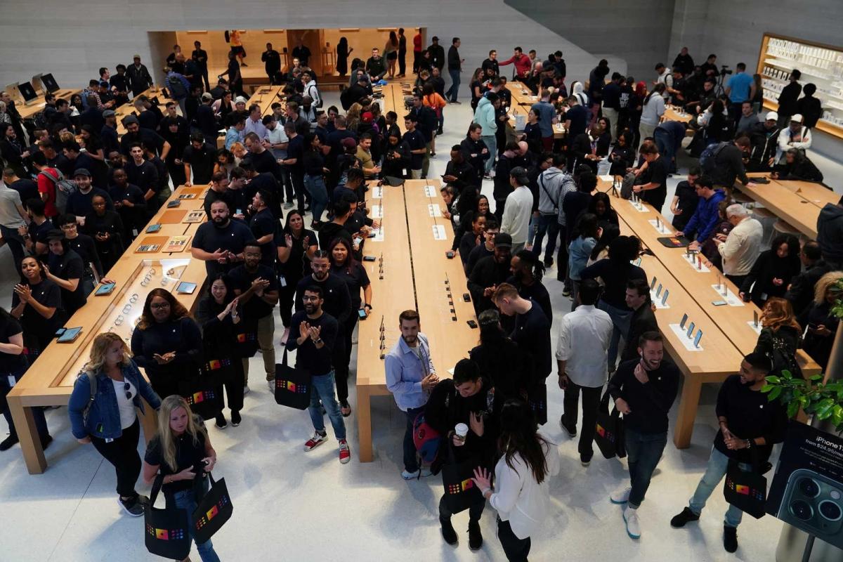 The interior of the Apple Store on Fifth Ave is pictured in the Manhattan borough of New York