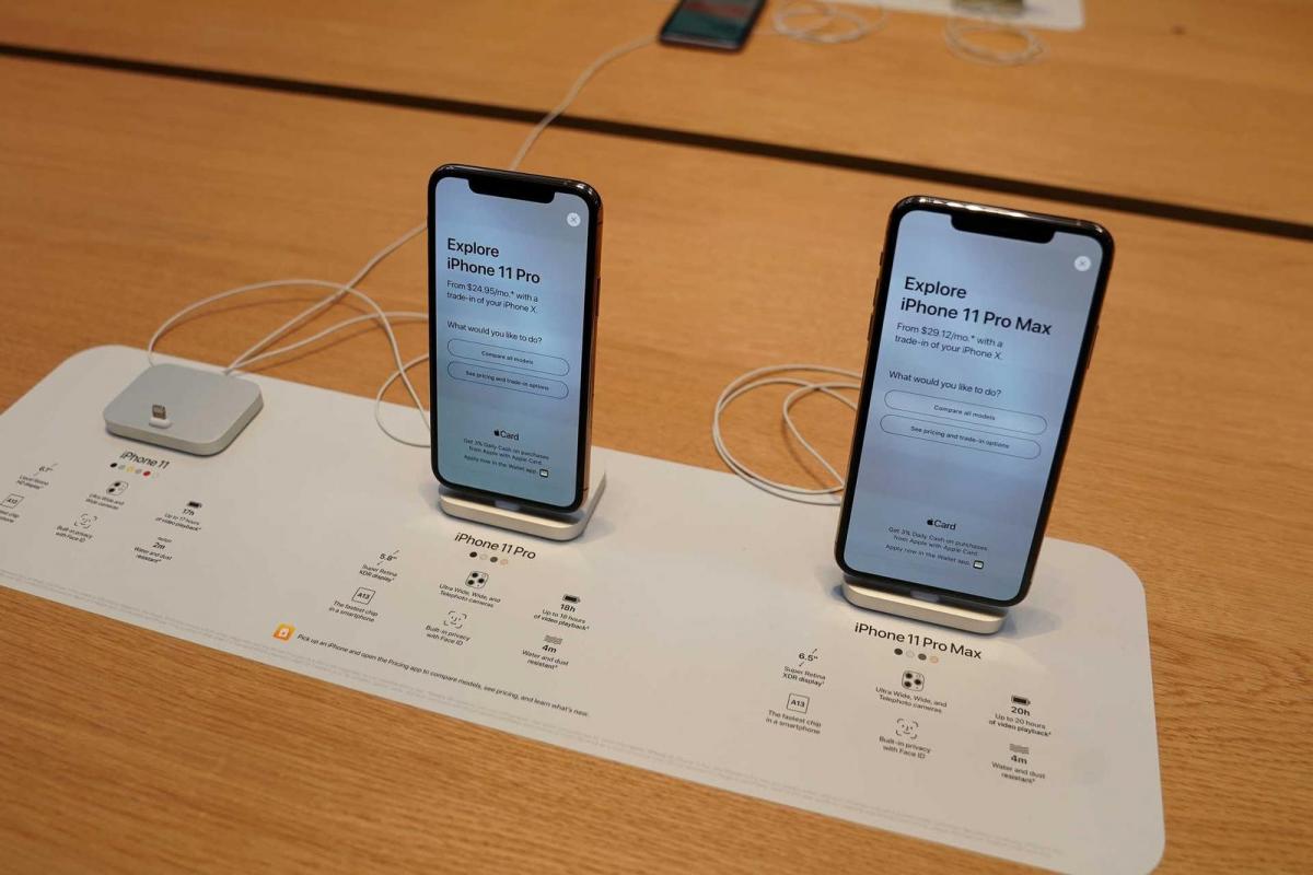 Apple iPhone 11’s are pictured inside of the Apple Store on Fifth Ave in the Manhattan borough of New York